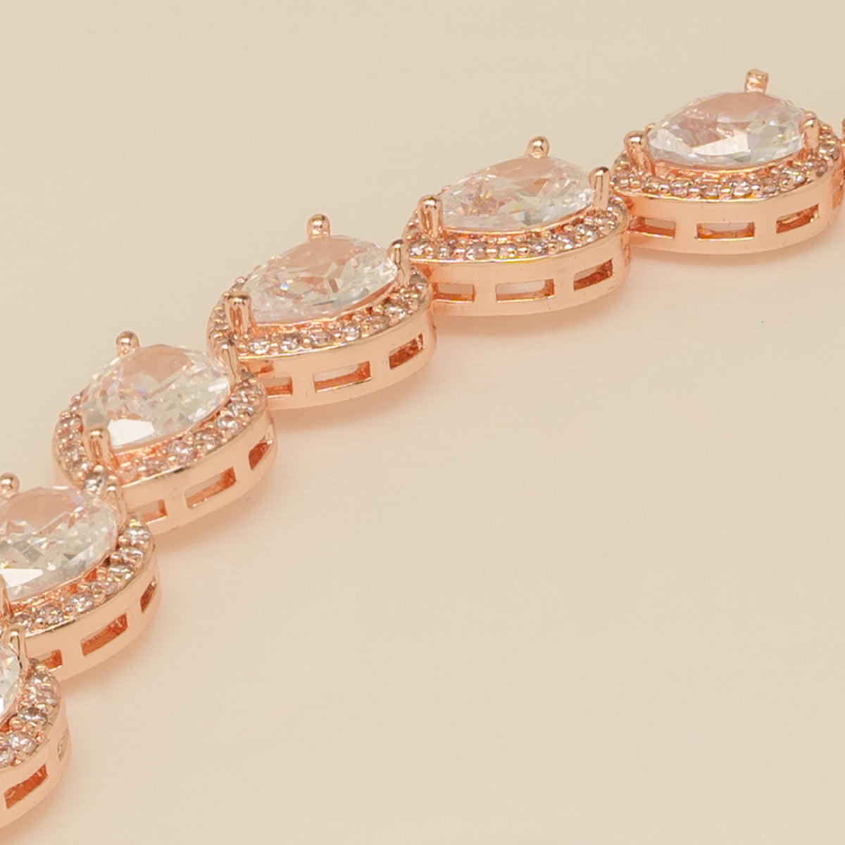 Annabella Teardrop Crystal Wedding Bracelet / Rose Gold