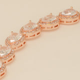 Annabella Teardrop Crystal Wedding Bracelet / Rose Gold