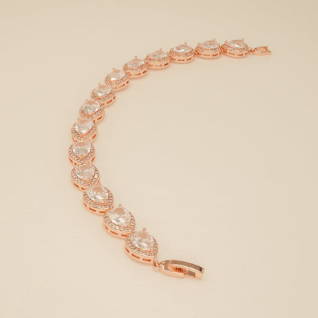 Annabella Teardrop Crystal Wedding Bracelet / Rose Gold