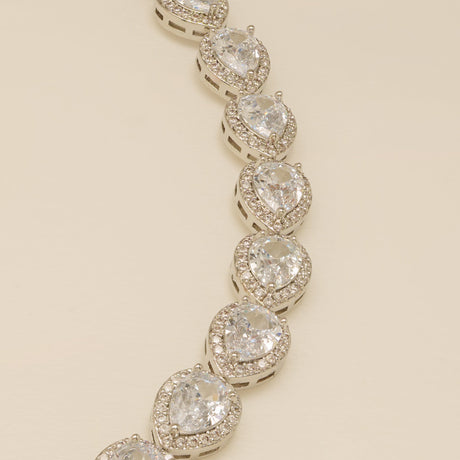 Annabella Teardrop Crystal Wedding Bracelet / Silver