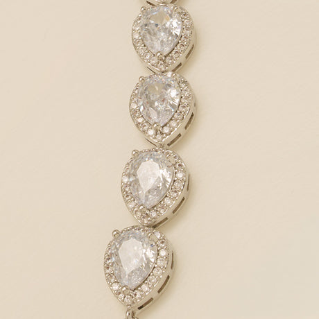 Annabella Teardrop Crystal Wedding Bracelet / Silver