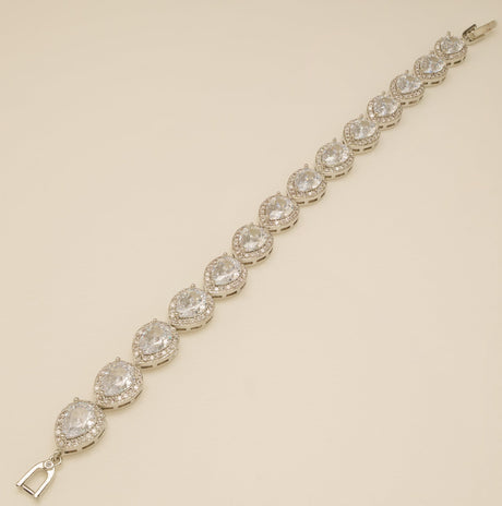 Annabella Teardrop Crystal Wedding Bracelet / Silver