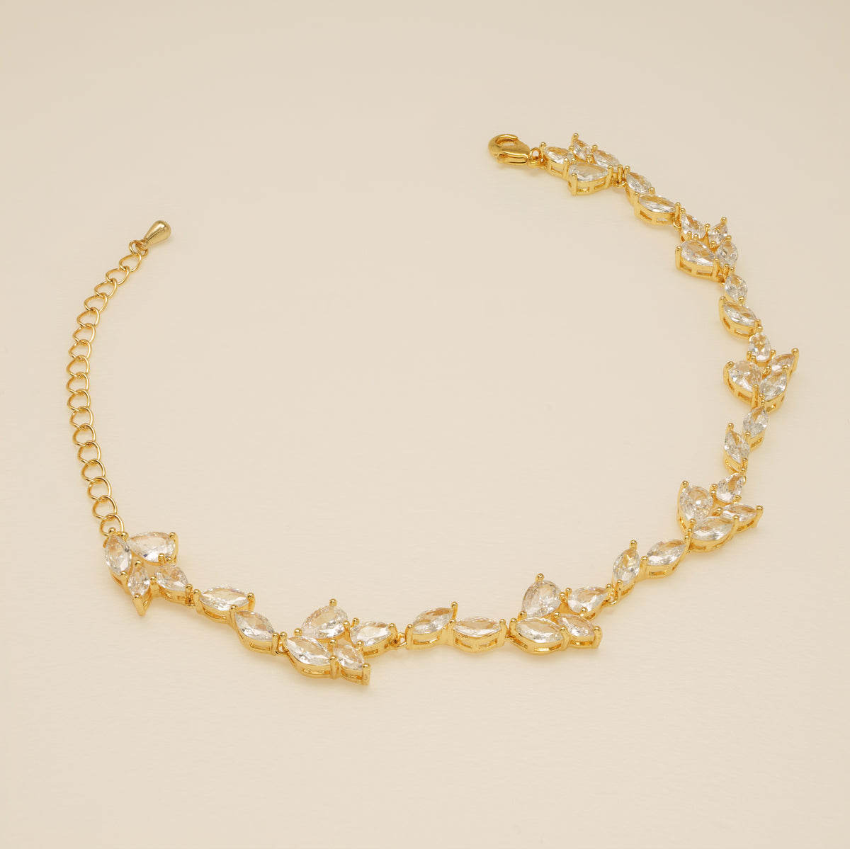 Ivy Crystal Leaf Wedding Bracelet / Gold