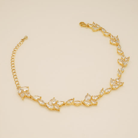 Ivy Crystal Leaf Wedding Bracelet / Gold
