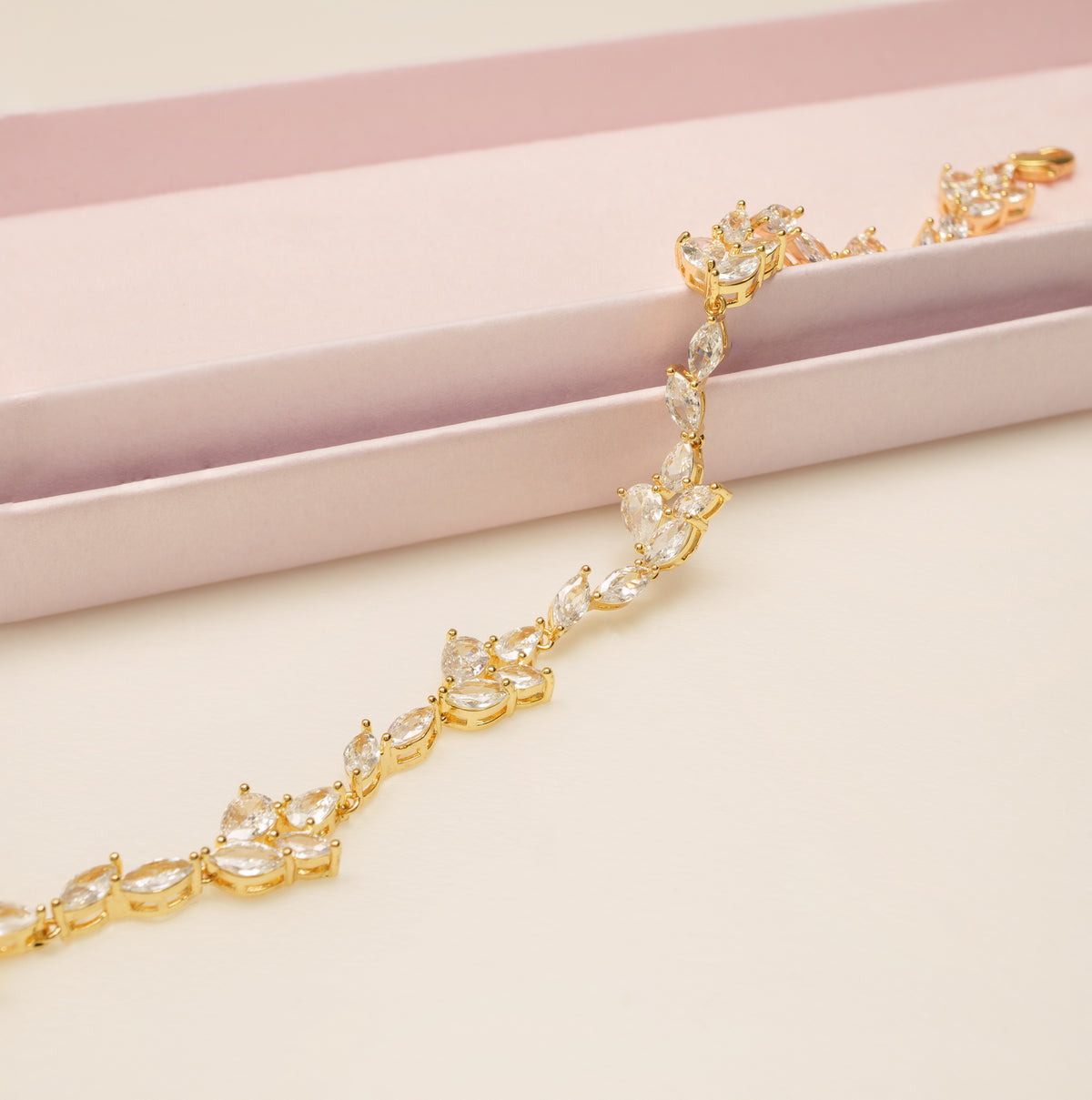 Ivy Crystal Leaf Wedding Bracelet / Gold