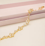 Ivy Crystal Leaf Wedding Bracelet / Gold