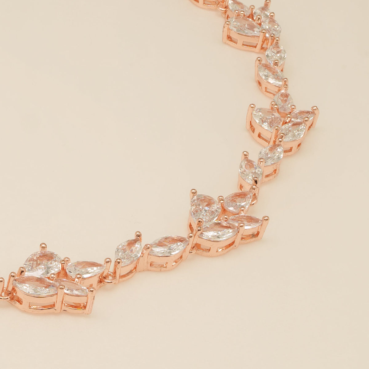 Ivy Crystal Leaf Wedding Bracelet / Rose Gold
