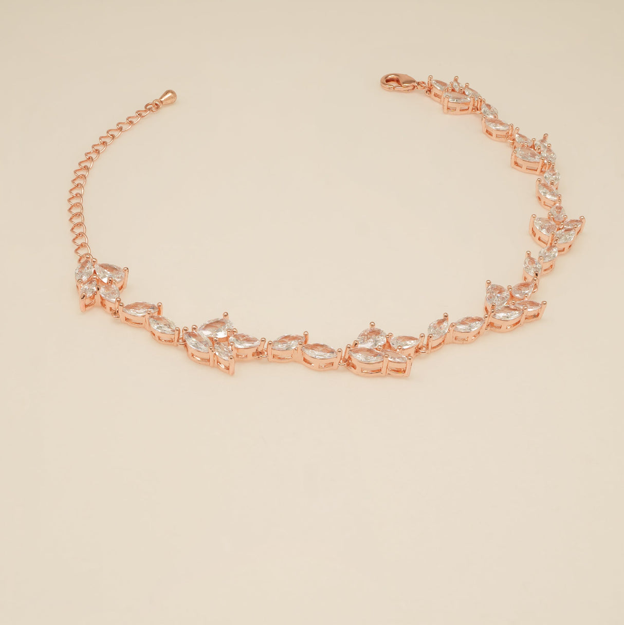 Ivy Crystal Leaf Wedding Bracelet / Rose Gold