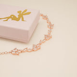 Ivy Crystal Leaf Wedding Bracelet / Rose Gold