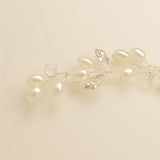Tasha Short Pearl and Crystal Hair Vine in Silver