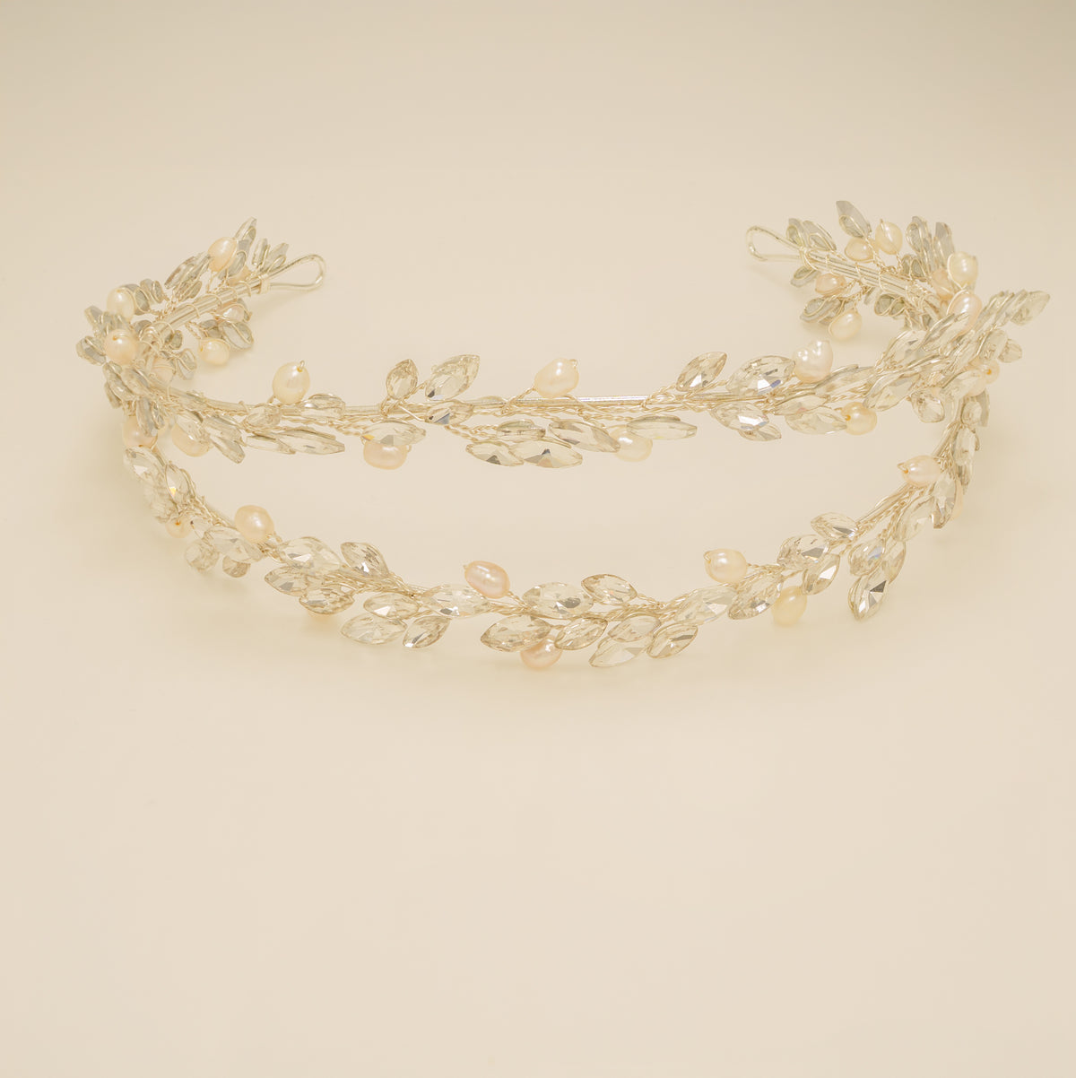 Ava Pearl and Crystal Bridal Headband / Silver