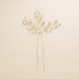 Elinor Crystal Spray Wedding Hair Pins / Silver