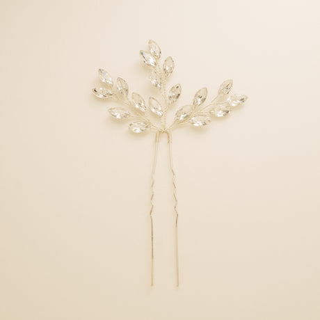 Elinor Crystal Spray Wedding Hair Pins / Silver