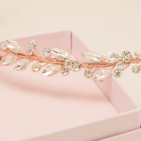 Evie Crystal Bridal Headband / Rose Gold