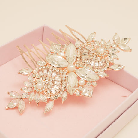 Gatsby Vintage Inspired Wedding Hair Comb / Rose Gold