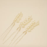 Pampas Style Pearl Sprigs Wedding Hair Pins / Silver
