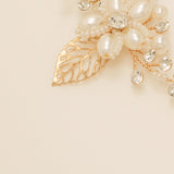 Vintage Leaves Pearls and Crystals Bridal Hair Vine / Gold
