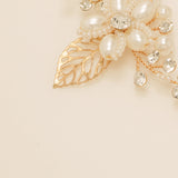 Vintage Leaves Pearls and Crystals Bridal Hair Vine / Gold