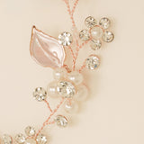 Vintage Leaves Pearls and Crystals Bridal Hair Vine / Rose Gold