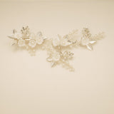 Kiki Crystal Pearl Leaves Flowers Wedding Hair Vine / Silver