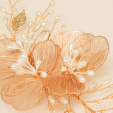 Camilla Flower Pearl Wedding Hair Vine / Gold