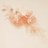 Camilla Flower Pearl Wedding Hair Vine / Rose Gold