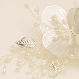 Camilla Flower Pearl Wedding Hair Vine / Silver