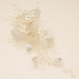 Camilla Flower Pearl Wedding Hair Vine / Silver