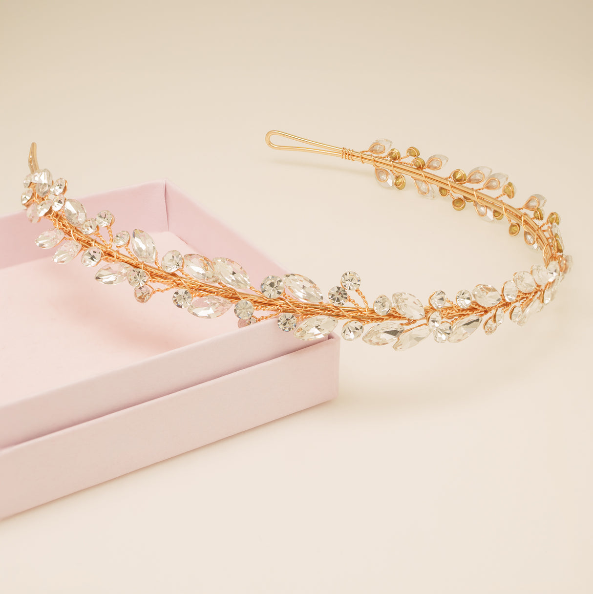 Evie Crystal Bridal Headband in Gold