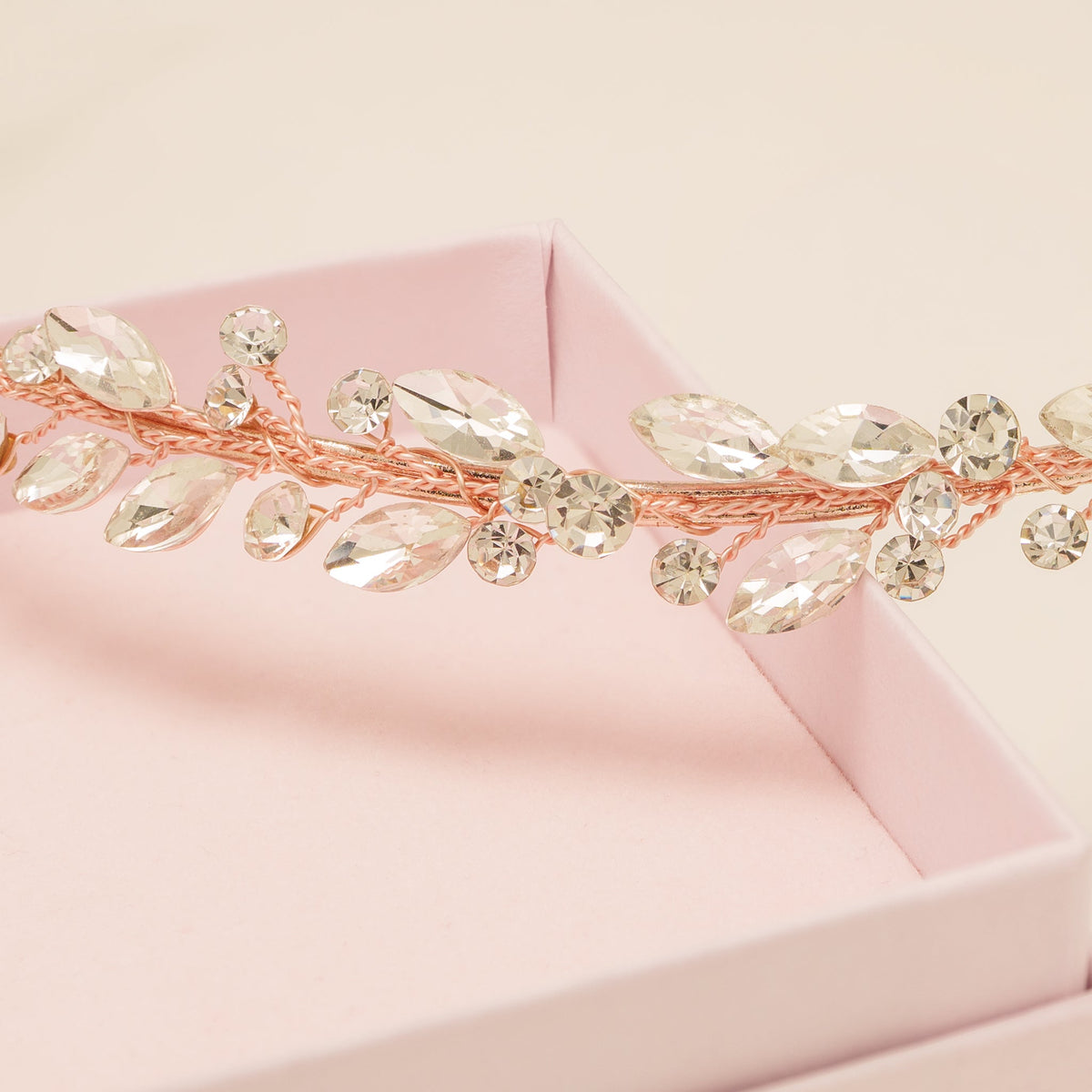 Evie Crystal Bridal Headband in Rose Gold photo 5