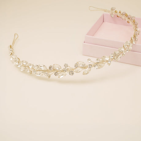 Evie Crystal Bridal Headband in Silver
