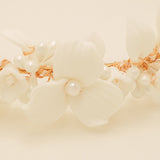 Poppy Romantic Ceramic Bridal Headband Crown in Gold photo 2