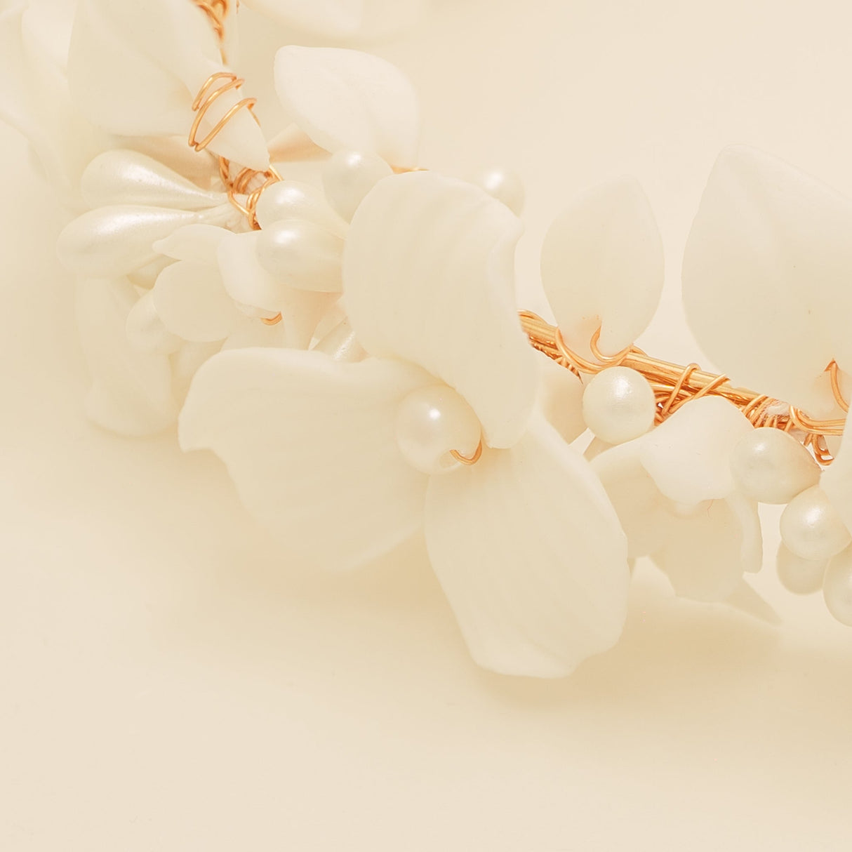 Poppy Romantic Ceramic Bridal Headband Crown in Gold photo 6