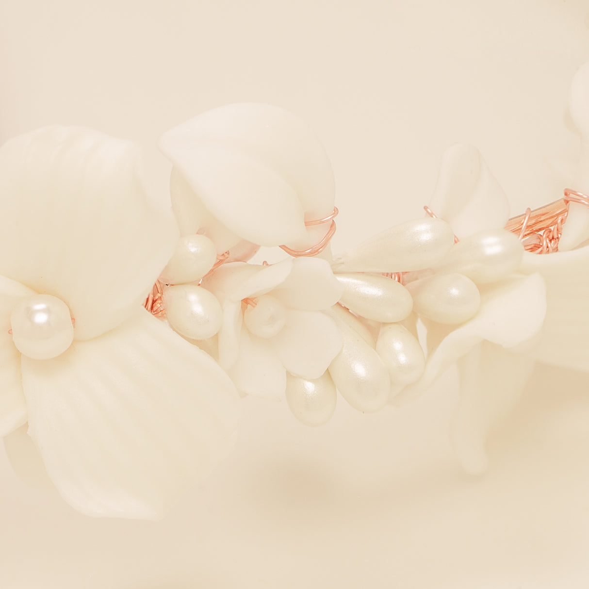 Poppy Romantic Ceramic Bridal Headband Crown / Rose Gold