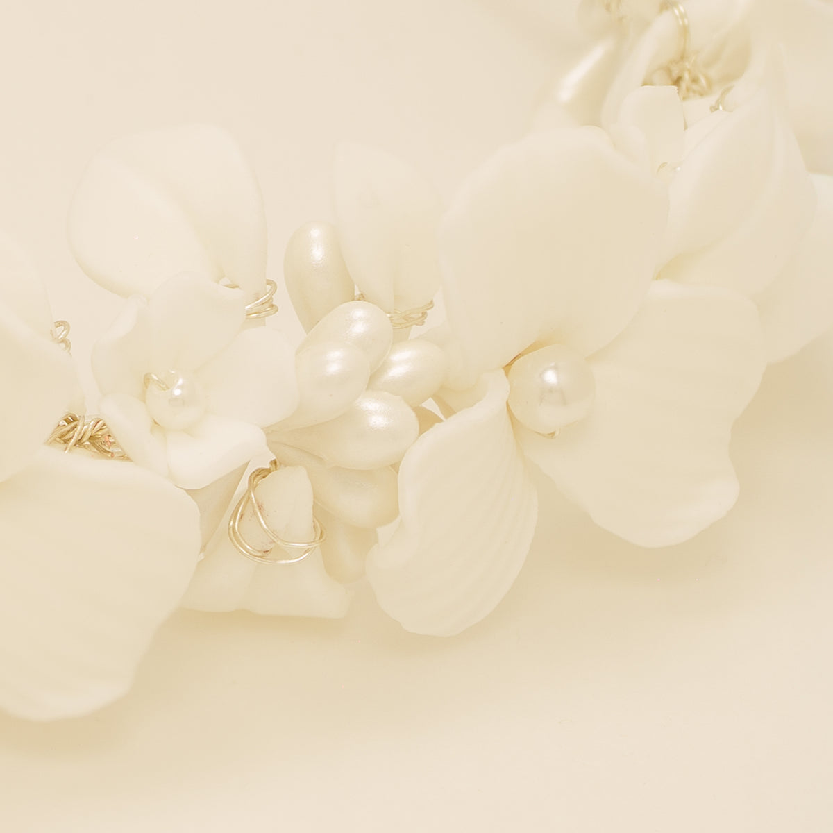 Poppy Romantic Ceramic Bridal Headband Crown / Silver