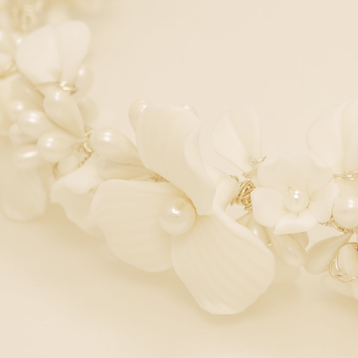 Poppy Romantic Ceramic Bridal Headband Crown / Silver