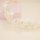 Poppy Romantic Ceramic Bridal Headband Crown / Silver