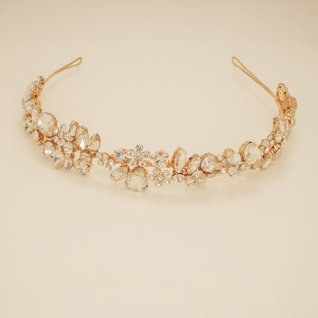 Fashionista Belle Crystal Bridal Headband in Gold photo 4