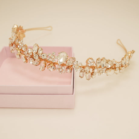 Fashionista Belle Crystal Bridal Headband in Gold