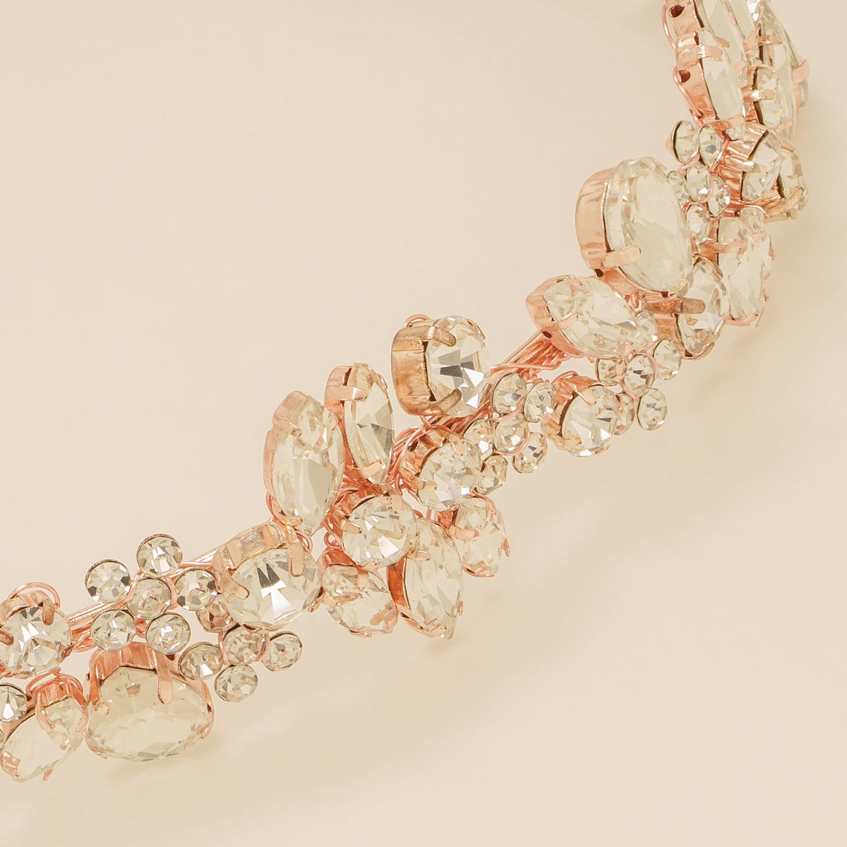 Fashionista Belle Crystal Bridal Headband / Rose Gold