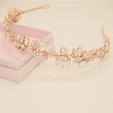 Fashionista Belle Crystal Bridal Headband / Rose Gold