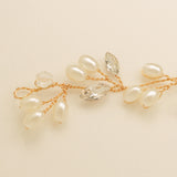 Tasha Short Pearl and Crystal Hair Vine in Gold