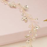 Tessa Long Crystal Hair Vine in Gold