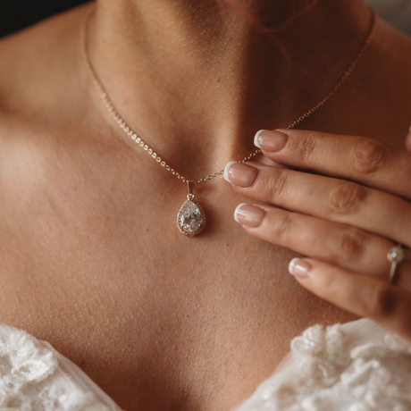 Jessica Crystal Bridal Necklace in Rose Gold