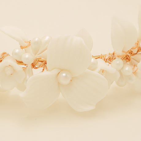 Poppy Romantic Ceramic Bridal Headband Crown / Gold