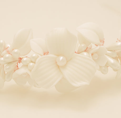 Poppy Romantic Ceramic Bridal Headband Crown / Rose Gold