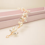 Tasha Short Pearl and Crystal Hair Vine in Gold
