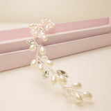 Tasha Short Pearl and Crystal Hair Vine in Silver