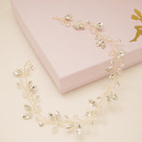 Tessa Long Crystal Hair Vine in Gold