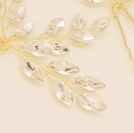 Elinor Crystal Spray Wedding Hair Pins / Gold